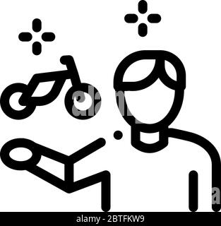 desire man to rent bike icon vector outline illustration Stock Vector