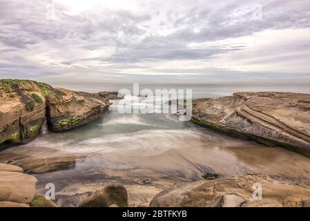 Coastal morning scene at Santa Cruz Beach. In the Ocean Beach