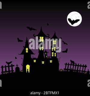 sweet and beauty castle with bats vector part two Stock Vector