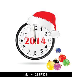 christmas clock color vector illustration Stock Vector