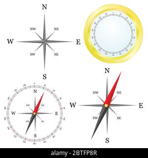 compass in parts vector illustration on white background Stock Vector