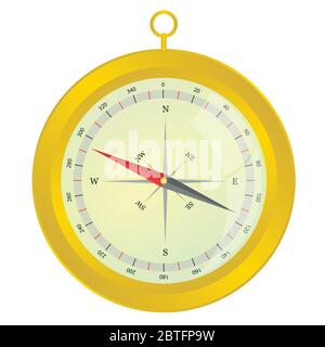 compass art vector illustration gold color on white Stock Vector