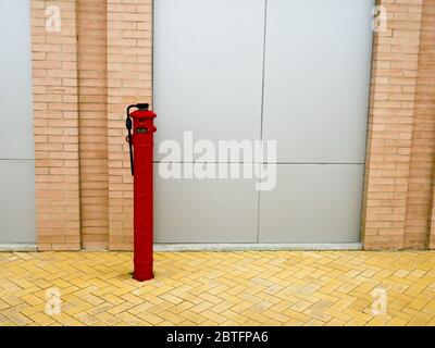 Bello, Colombia, December 17 2019: post indicator valve for fire protection system in a waste water treatment plant in Bello, colombia Stock Photo