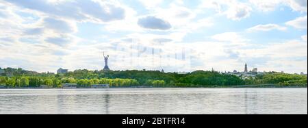 Panorama of Kiev with Dniepr river, Mother  Motherland statue and Kiev-Pechersk Lavra monastery. Kiev, Ukraine Stock Photo