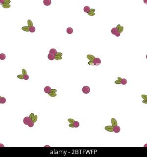 Vector illustration. Cranberry or blueberries Pattern with Leaves. Background. Stock Vector
