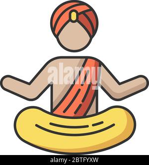 Yogi in turban RGB color icon Stock Vector