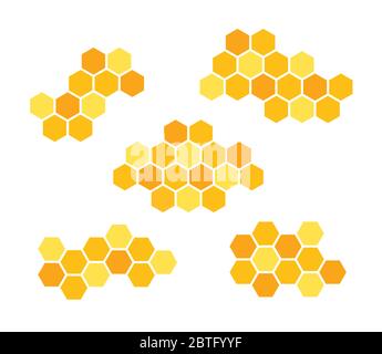 Set icons honeycomb. Vector illustration isolated on white background. Stock Vector
