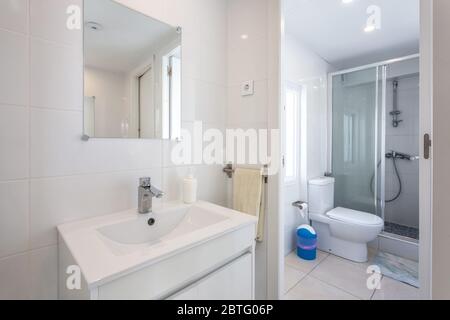 The modern bathroom of the hotel, home in a European style. Stock Photo