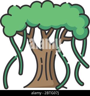 Indian banyan RGB color icon Stock Vector