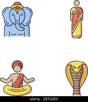 Indian culture RGB color icons set Stock Vector Image & Art - Alamy