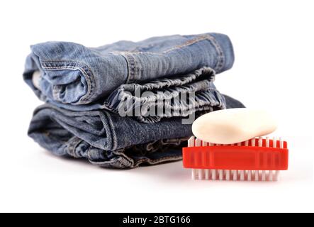 Bluejeans prepared for cleaning Stock Photo