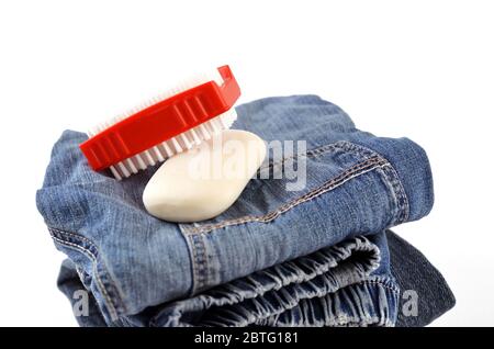 blue jeans cleaning concept Stock Photo