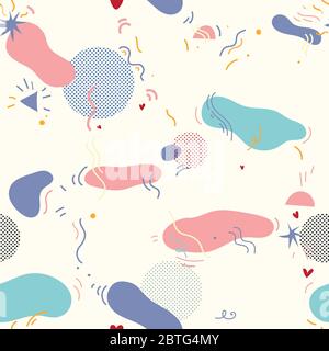 Vector seamless pattern in memphis style with raster effect. Stock Vector