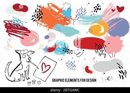 Vector set with hand drawn graphic elements for design Stock Vector