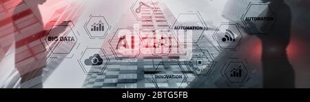 Artificial intelligence Big Data Automation Innovation universal background. Stock Photo