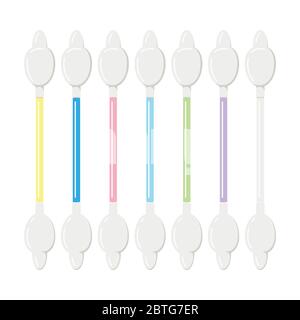 Colored cotton baby buds icon set isolated on white background. Stock Vector