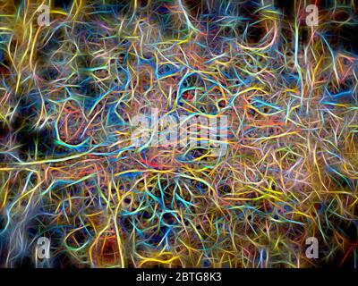 Background abstract neon chaotic lines net wallpaper Stock Photo