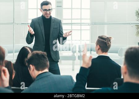 project Manager makes a report for the business team Stock Photo