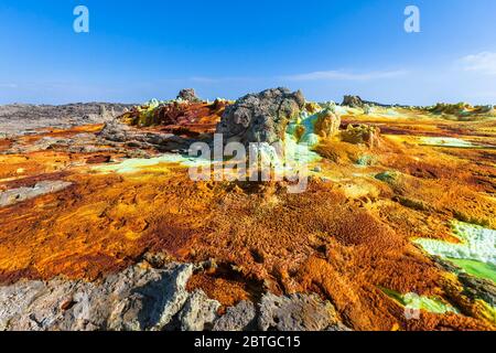 danakil depression dallol volcano colorful acid sulfur lake Stock Photo