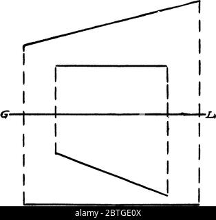 Line segment GL passing through some geometric shape, vintage line ...