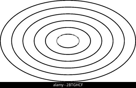 A two dimensional six concentric Curve and there shape is evidently elliptical, vintage line drawing or engraving illustration. Stock Vector