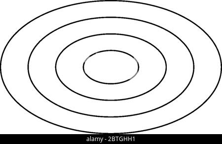 A two dimensional four concentric Curve and there shape is evidently elliptical, vintage line drawing or engraving illustration. Stock Vector