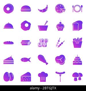 Food gradient icons on white background, stock vector Stock Vector