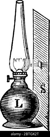 A tall lamp, vintage line drawing or engraving illustration. Stock Vector