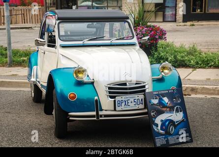 TORONTO, CANADA - 08 18 2018: 1964 Citroen 2CV oldtimer car made by French automobile manufacturer Citroen on display at the open air auto show Wheels Stock Photo