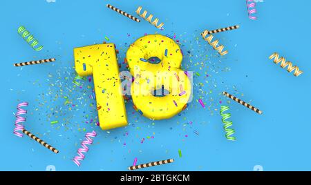 number 18 happy birthday colorful paper cut out design stock photo alamy