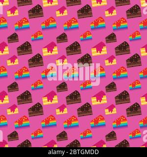 slice of cakes seamless pattern vector illustration background Stock Vector