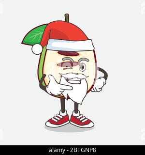 An illustration of Pawpaw Fruit cartoon santa mascot character with smiling face Stock Vector