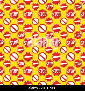 stop sign seamless pattern vector illustration background Stock Vector