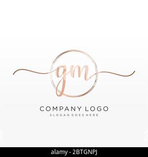 Vector Template Of Gm Initial Handwriting Logo With Circular