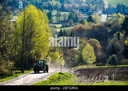 Springtime comes to the rural landscape of the state of Vermont, New England, USA. Stock Photo