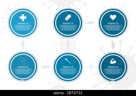 Infographic medical icon design big circle shape style covid19 concept. vector illustration. Stock Vector