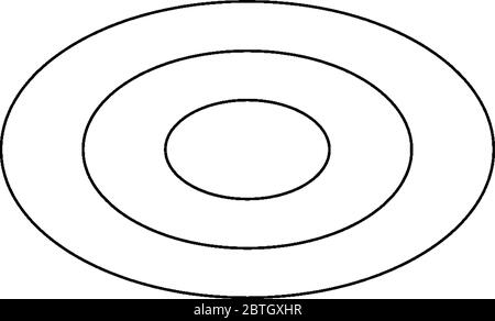 A two dimensional three concentric Curve and there shape is evidently elliptical, vintage line drawing or engraving illustration. Stock Vector