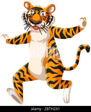 Happy tiger cartoon, character illustration Stock Vector