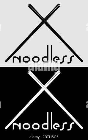 black minimal logo of asian cuisine noodle dishes art Stock Vector