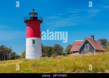 Nauset lighthouse in Cape Cod Stock Photo