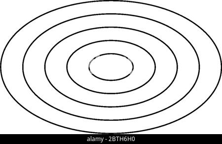 A two dimensional five concentric Curve and there shape is evidently elliptical, vintage line drawing or engraving illustration. Stock Vector