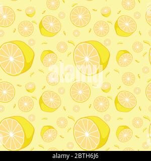 Seamless background design with yellow lemons illustration Stock Vector
