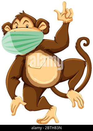Monkey cartoon character wearing mask illustration Stock Vector