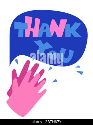 Thank you with clapping hands for your help, symbol, poster template. Thank you doctor and nurses and medical personnel team for fighting. Stock Vector