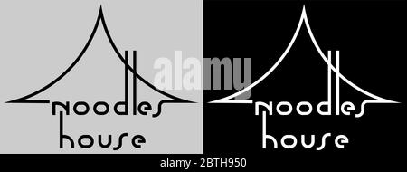 black minimal logo of asian cuisine noodle house Stock Vector