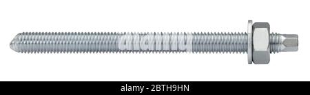 screw with nut in white back Stock Photo