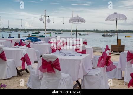 LIFE STYLE SCENE OF WEDDING IN BEACH FROM BALI, INDONESIA, 2018 Stock Photo