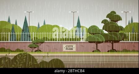Park scene on rainy day illustration Stock Vector Image & Art - Alamy