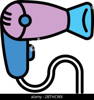 Modern hair dryer icon. Outline modern hair dryer vector icon for web design isolated on white background Stock Vector