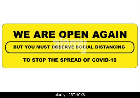 We are open again covid-19 vector sign Stock Vector